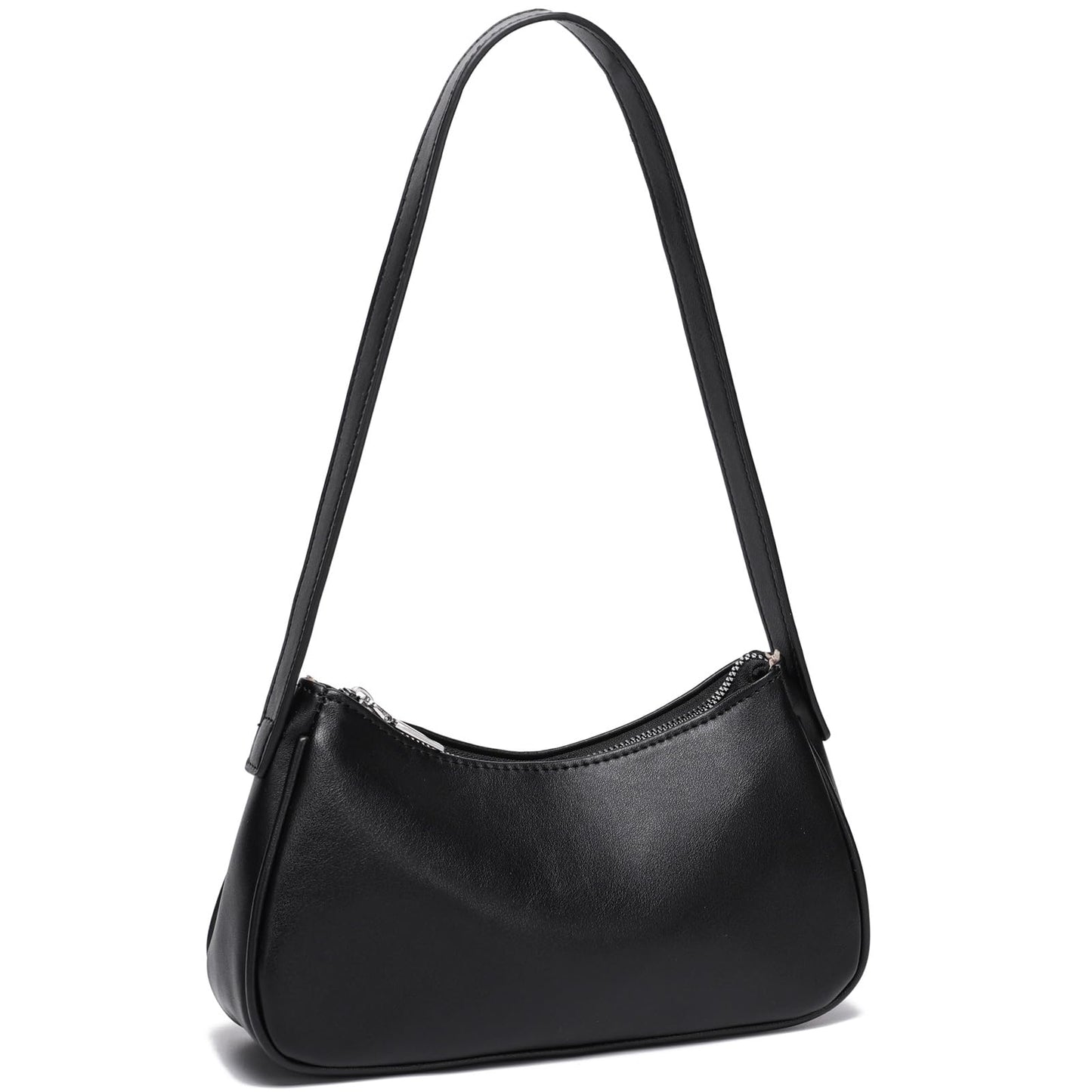 LACOMILA Small Shoulder Bag for Women Cute Mini Purse Trendy Vegan Leather Y2k Crescent Handbag (Black)