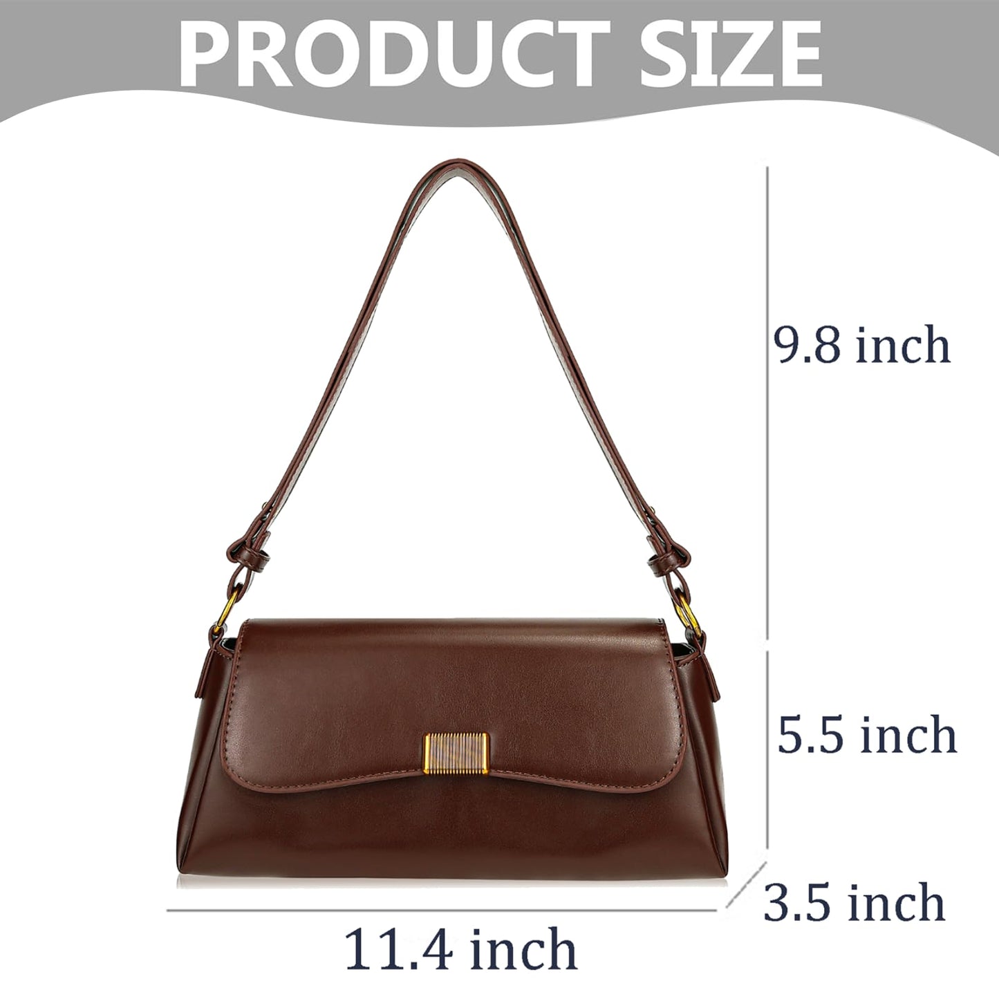 Farcauo Vintage Shoulder Bags Small Purses for Women Women's Tote Handbags Trendy Crossbody Bag, Adjustable Strap Shoulder Bag Dark Brown PU Leather Purse