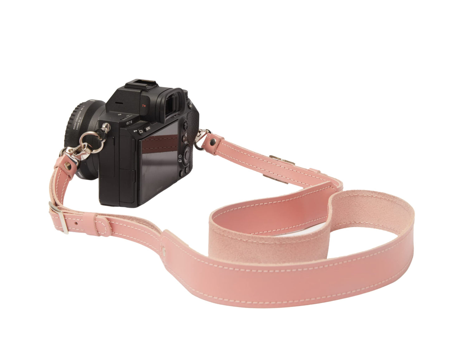 Personalized Leather Camera Straps for Photographers - Comfortable Neck and Shoulder Camera Strap for DSLR Cameras - Unique Handmade Photographer Gifts for Women and Men (Pink)