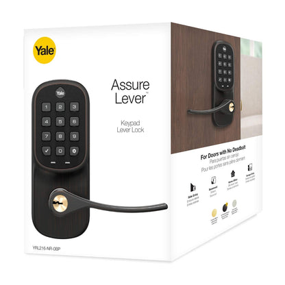 Yale Assure Lever - Keypad Lever Lock (for Doors with no deadbolt) - Keyless Entry with pin Code Unlocking and one-Touch or Auto-Locking - Black Suede