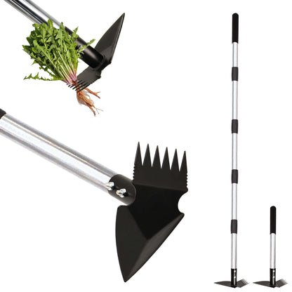KLDOLLAR Weed Puller Tool with Long Handle, 62inch Efficient Weed Remover Tool, 2-in-1 Weed Rake and Hoe Garden Tool for Easy Weed Removal & Deeper Root Digging, Manual Weeder Tool for Yard Flower Bed
