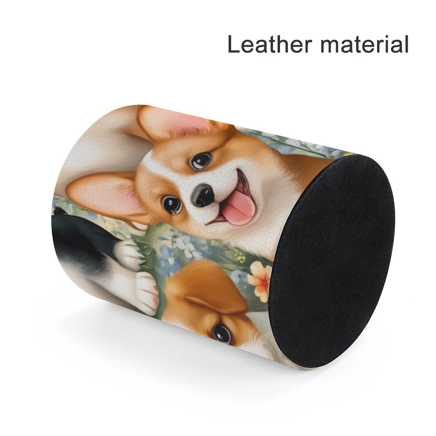 UTRSIFB Pen Holder Leather Pencil, Holder Cup Makeup Brush Storage Organizer, Waterproof Multifunctional Office Supplies Puppy