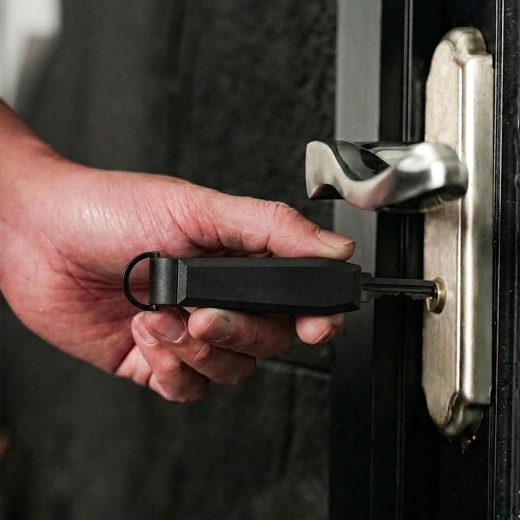 CAXGEK Compact Key Organizer with Spring Tension Lock, Aluminum Keychain Holder. (Black)