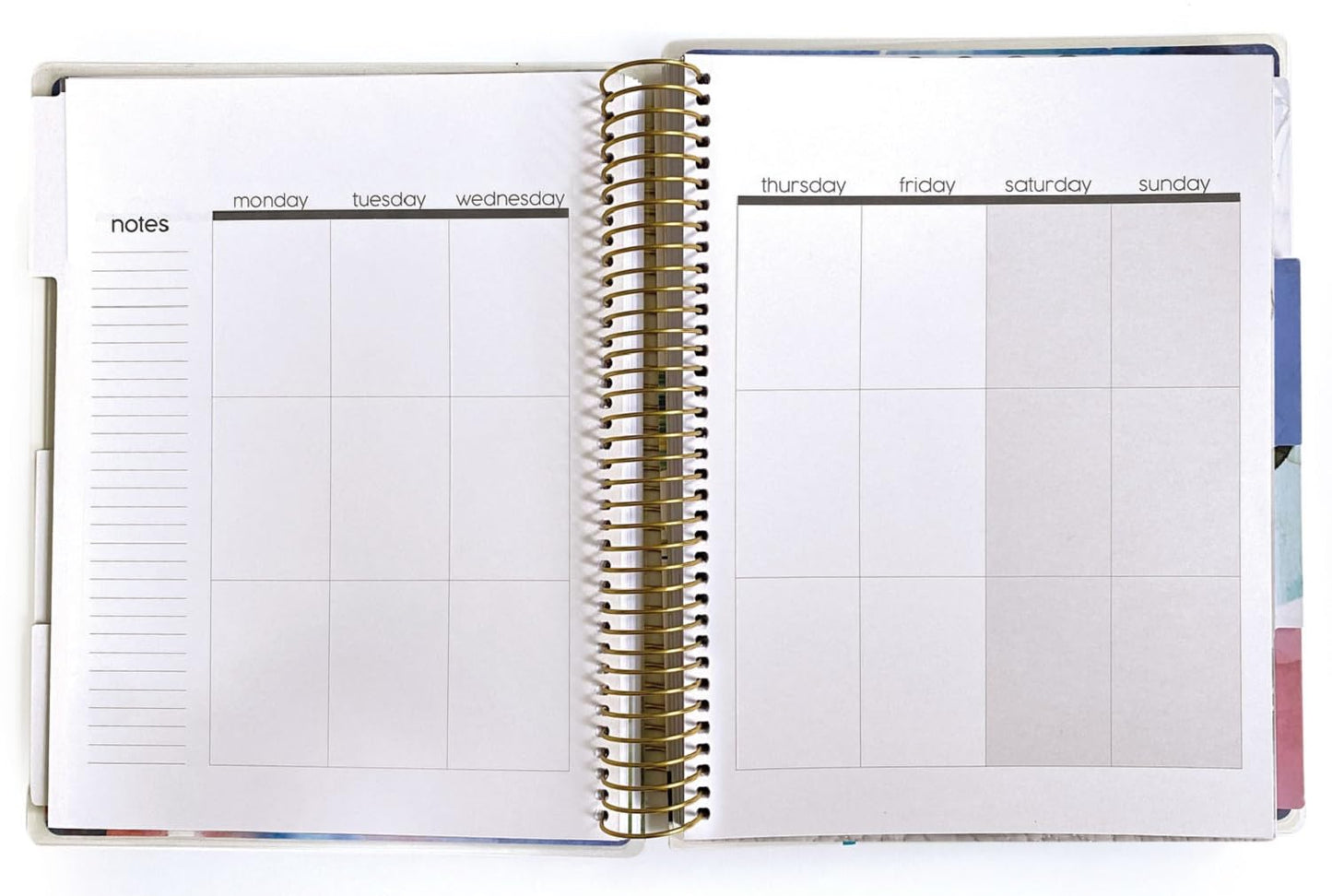 Paper House Productions 12 Month Undated 9.5" Planner with Month and Event Flag Stickers - Watercolor Flora