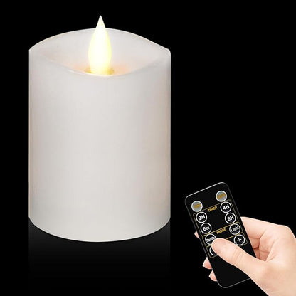 Flameless Candles with Flickering Flame & Remote Timer - 3×4'' Battery Operated LED Pillar Candles,Realistic Fake Candles for seasonl/Christmas/Wedding Decor (White, 1-Pack)