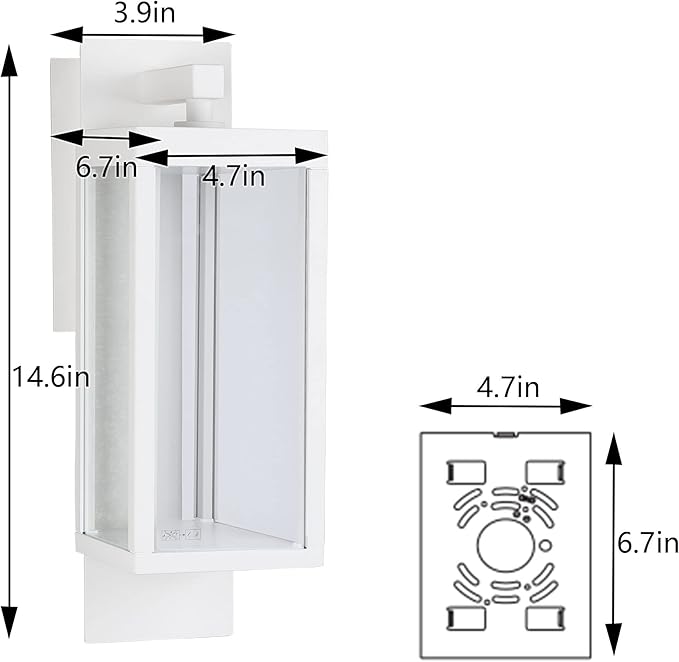 Modern Outdoor Light Fixtures Dusk to Dawn Outdoor Lighting,15" Exterior Wall Sconce, Porch Light, Black Garage Lights Wall Lamp, Waterproof Outdoor Lights for House, Garden, Front Door，White