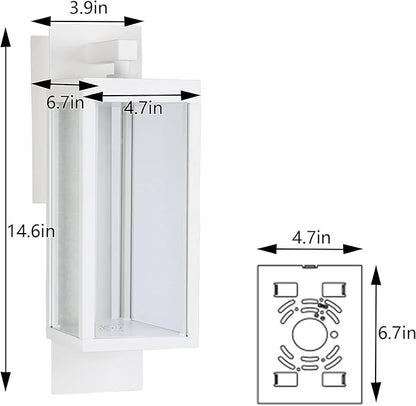 Modern Outdoor Light Fixtures Dusk to Dawn Outdoor Lighting,15" Exterior Wall Sconce, Porch Light, Black Garage Lights Wall Lamp, Waterproof Outdoor Lights for House, Garden, Front Door，White