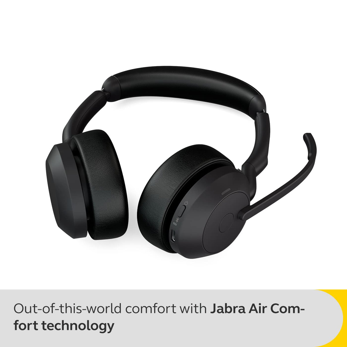 Jabra Evolve2 55 Stereo Wireless Headset - Features AirComfort Technology, Noise-Cancelling Mics & Active Noise Cancellation - Works with UC Platforms Such as Zoom & Google Meet - Black