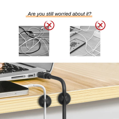 Shintop Cord Organizer, 6 Pack Black Charger Holder Cable Clips Wire Clips for Organizing Desk Nightstand Car Phone Charger