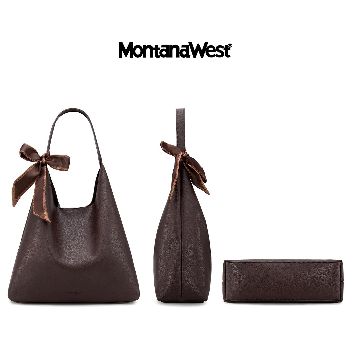 Montana West Slouchy Hobo Bag for Women Designer Shoulder Purses and Handbags with Scarf Christmas Gift MWC2-573CF