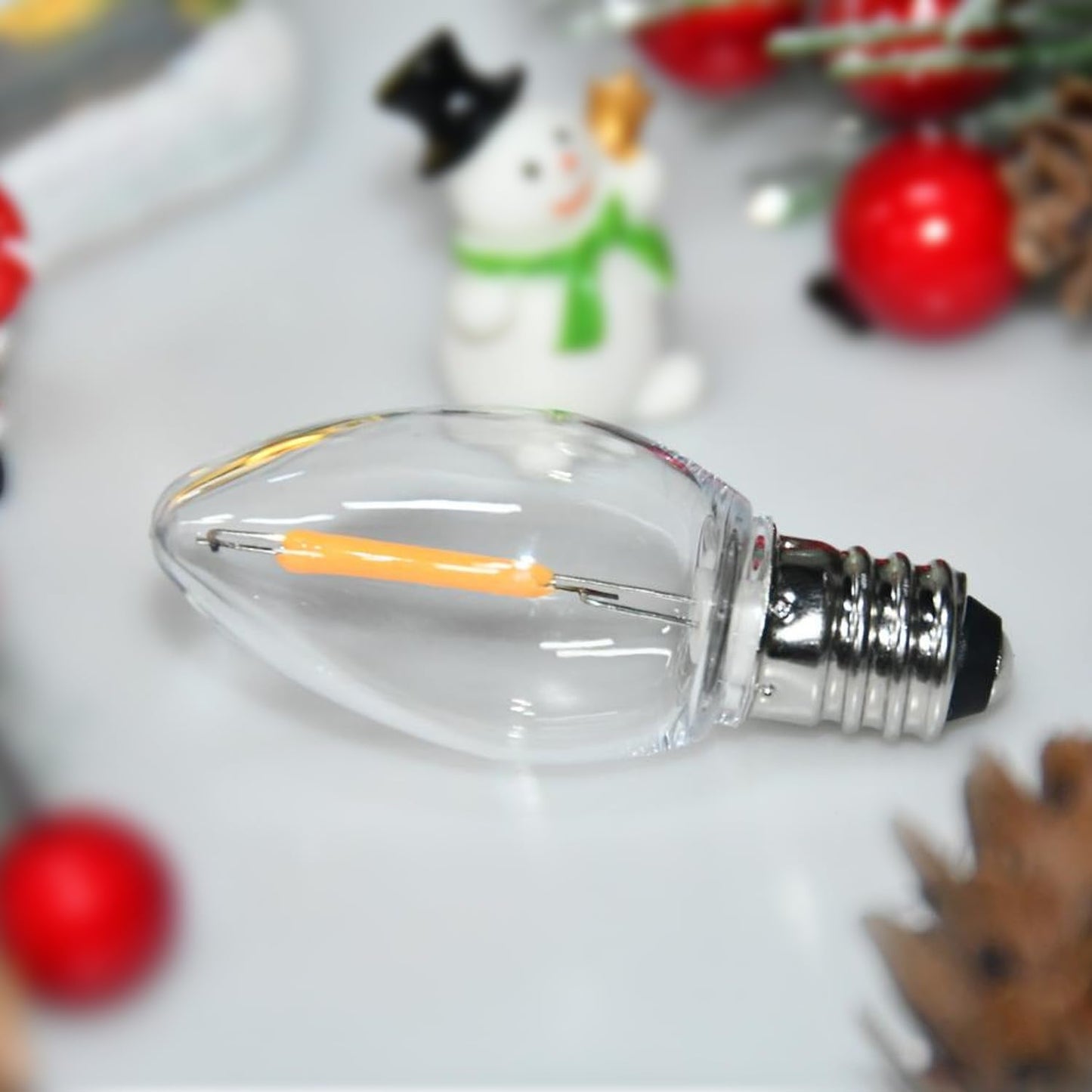 SOTOPOO 25 Pack LED C7 Light Bulbs - Clear Glass LED E12 Nightlight Bulbs, 0.6W Equivalent to 7W, for Candles Chandeliers Replacement Bulbs & Christmas Tree Light Bulbs, E12 Base, Warm White
