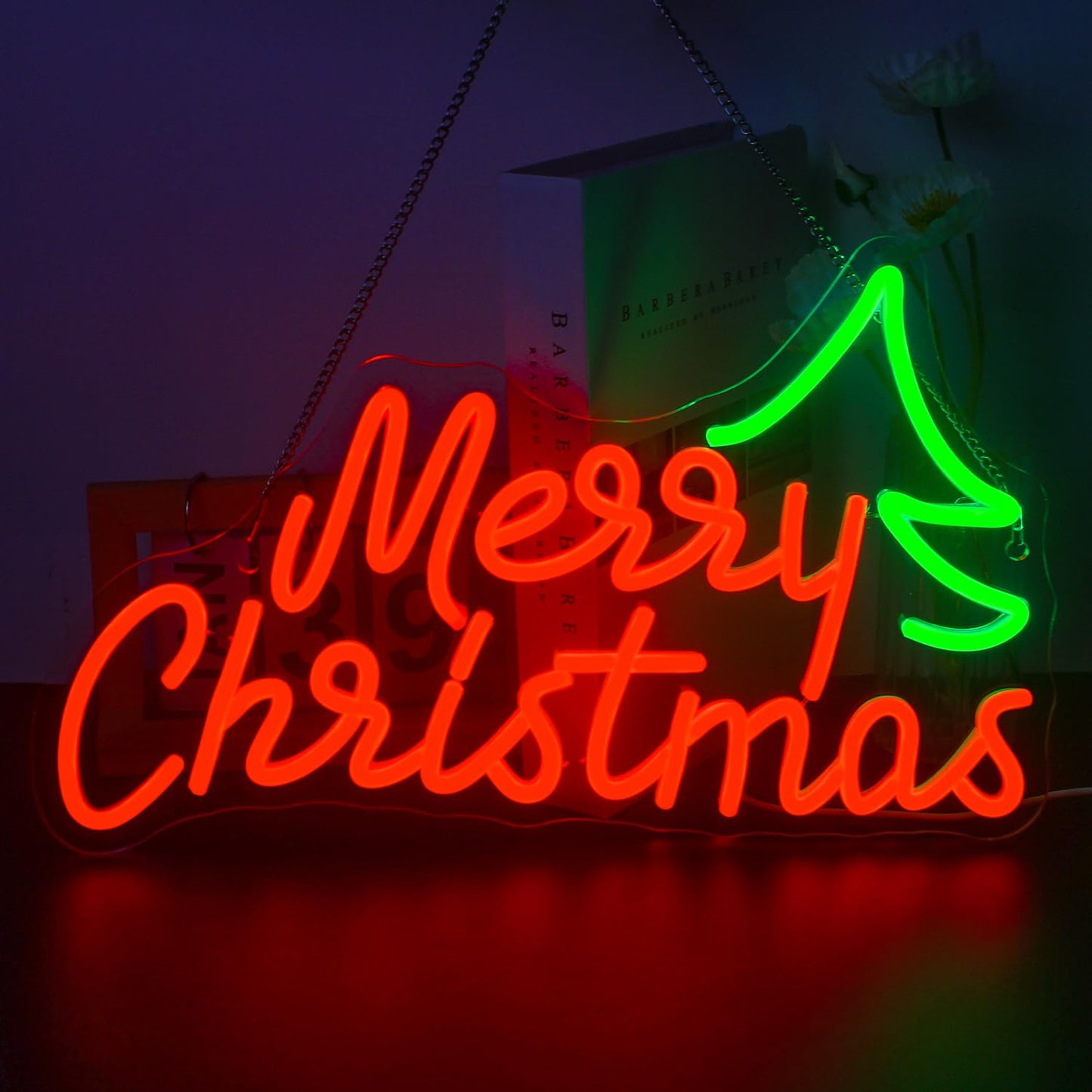 DREAMFORT Merry Christmas Neon Sign Dimmable Led Signs Christmas Neon Signs for Wall Decor USB Powered Neon Lights Signs for Bedroom Living Room Party Kids Room Bar Club