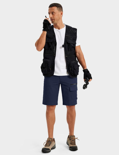 TACVASEN Mens Shorts Casual Cargo 10" Hiking Work Golf Shorts Waterproof Quick Dry Outdoor Summer Dress Travel Fishing Navy 34