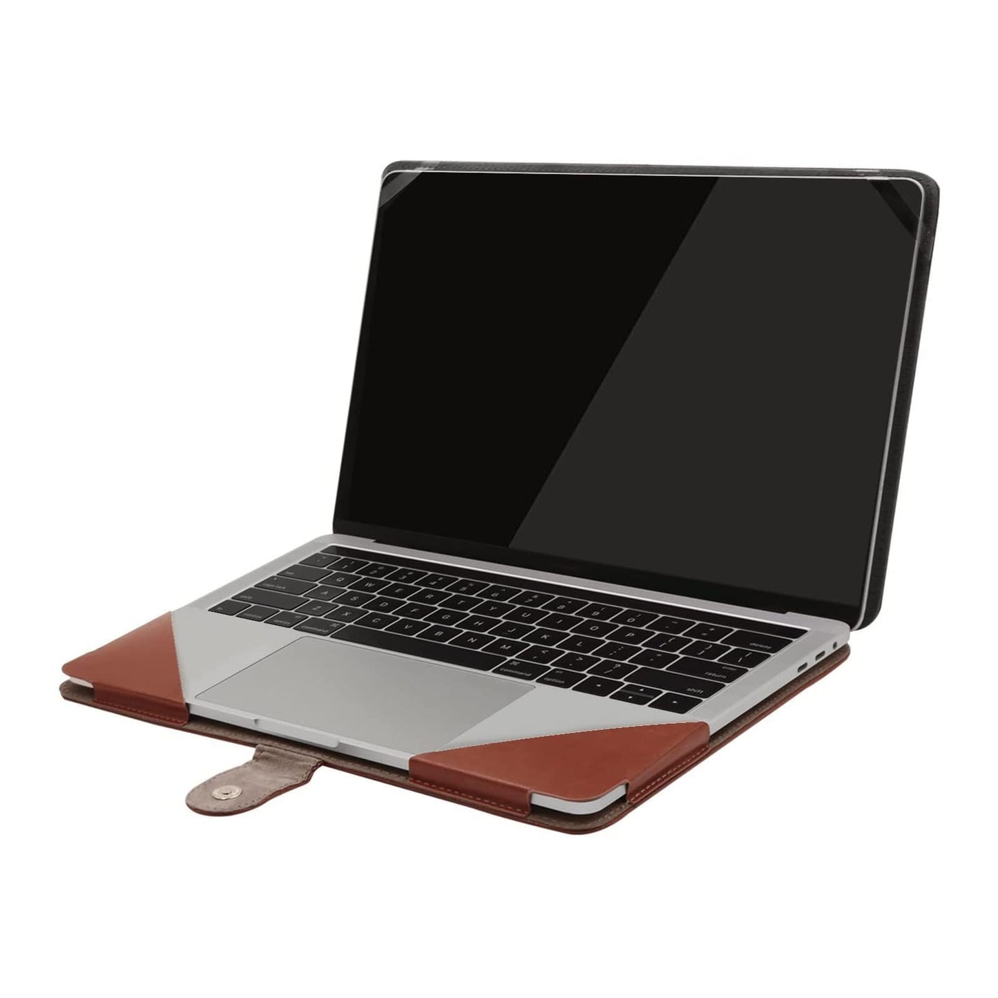 MOSISO Case Compatible with MacBook Air 13.6 inch M4 M3 M2 2025-2022 /Air 13 M1 2022-2018 /Pro 13 inch M2 M1 2025-2016, PU Leather Portfolio Protective Stand Cover, Brown
