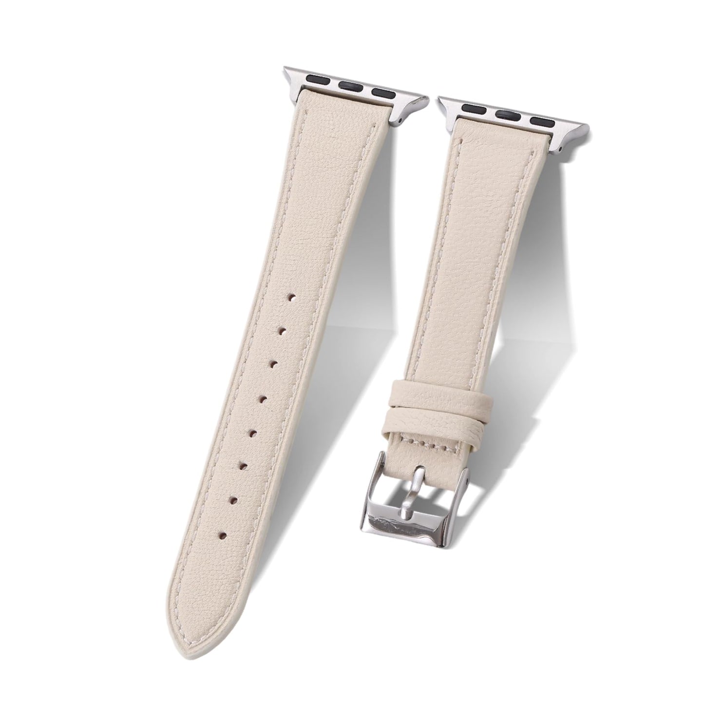 Thin French Goatskin Women's Soft Leather Band Compatible with Apple Watch Band 38mm 40mm 41mm 42mm 44mm 45mm 46mm 49mm, Slim Genuine Leather Strap for iWatch Series Ultra SE 10 9 8 7 6 5 4 3 2 1
