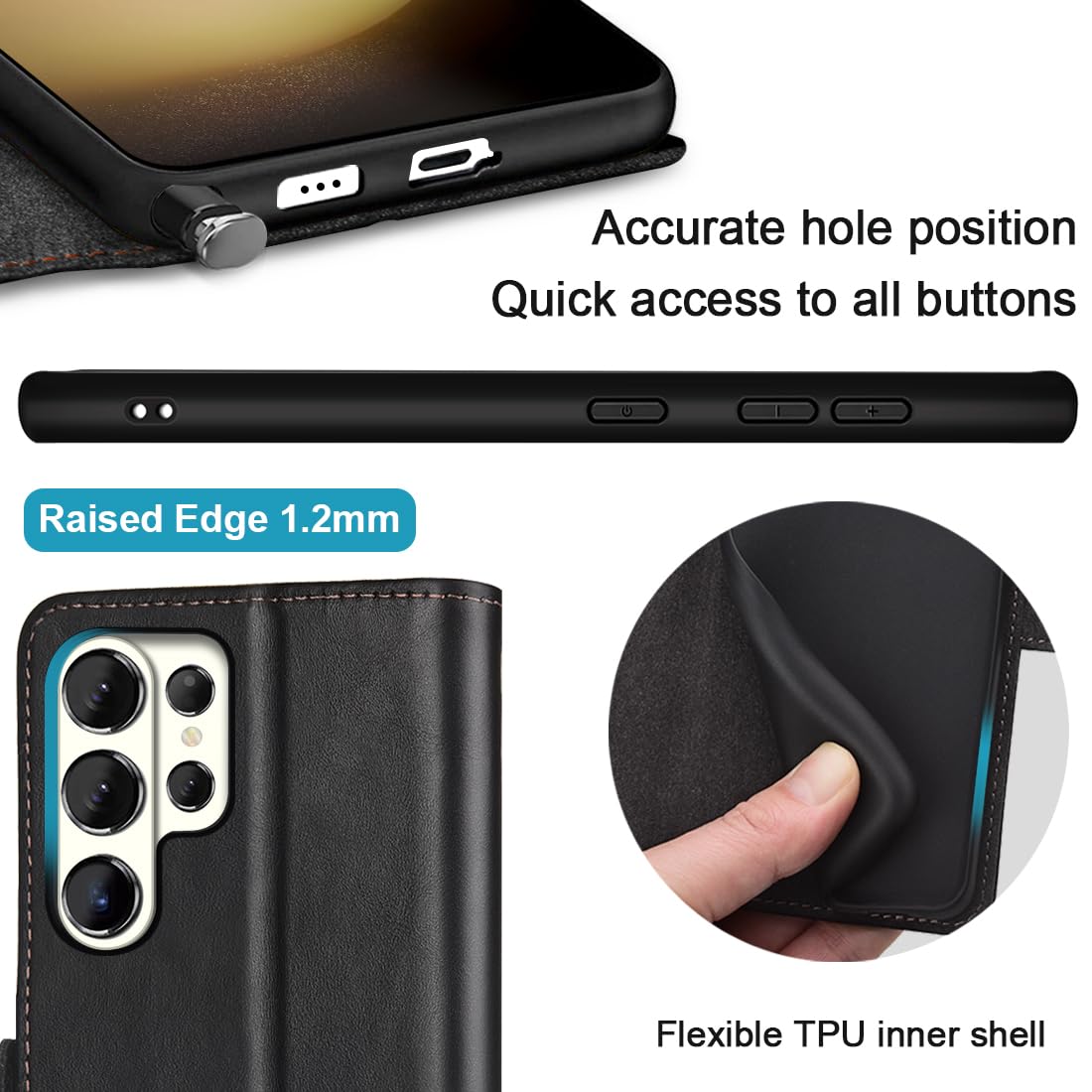 KEZiHOME Case for Galaxy S26 Ultra, Genuine Leather Wallet Case [RFID Blocking] Card Holder Kickstand Magnetic Protective Phone Folio Cover Compatible with Galaxy S26 Ultra 6.9"(Black/Brown)