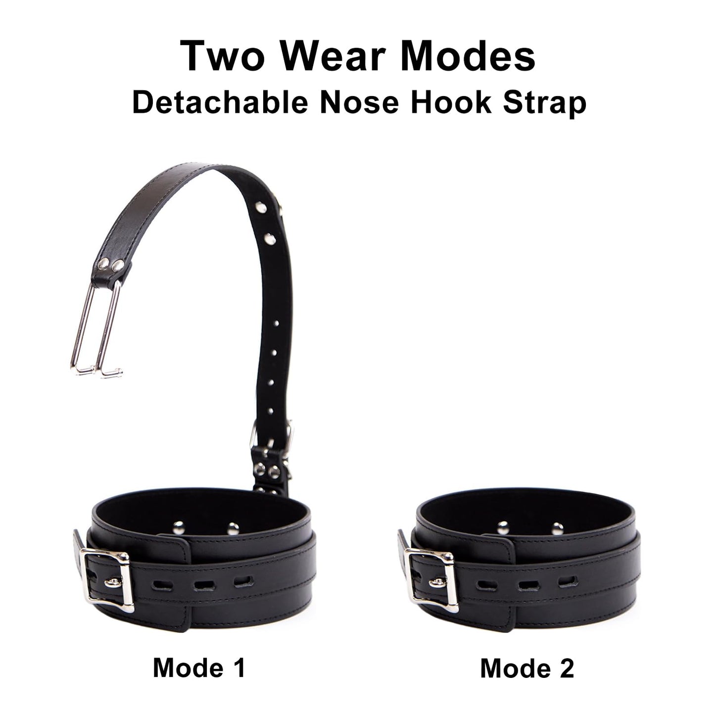 Gothic Choker Leather Collar with Nose Hook Adjustable Necklace for Bar Masquerade Cosplay Accessory