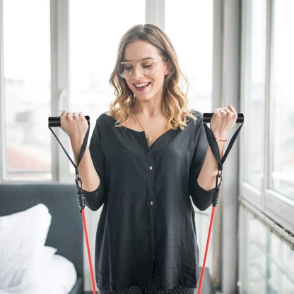 Exercise Handle Workout Handle Heavy Duty Grip Resistance Bands Handles Webbing Grip Puller Handle for Cable Machine Attachments Fitness Equipment with 2 Carabiners
