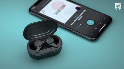 Philips T1207 True Wireless Headphones with Up to 18 Hours Playtime and IPX4 Water Resistance, Black