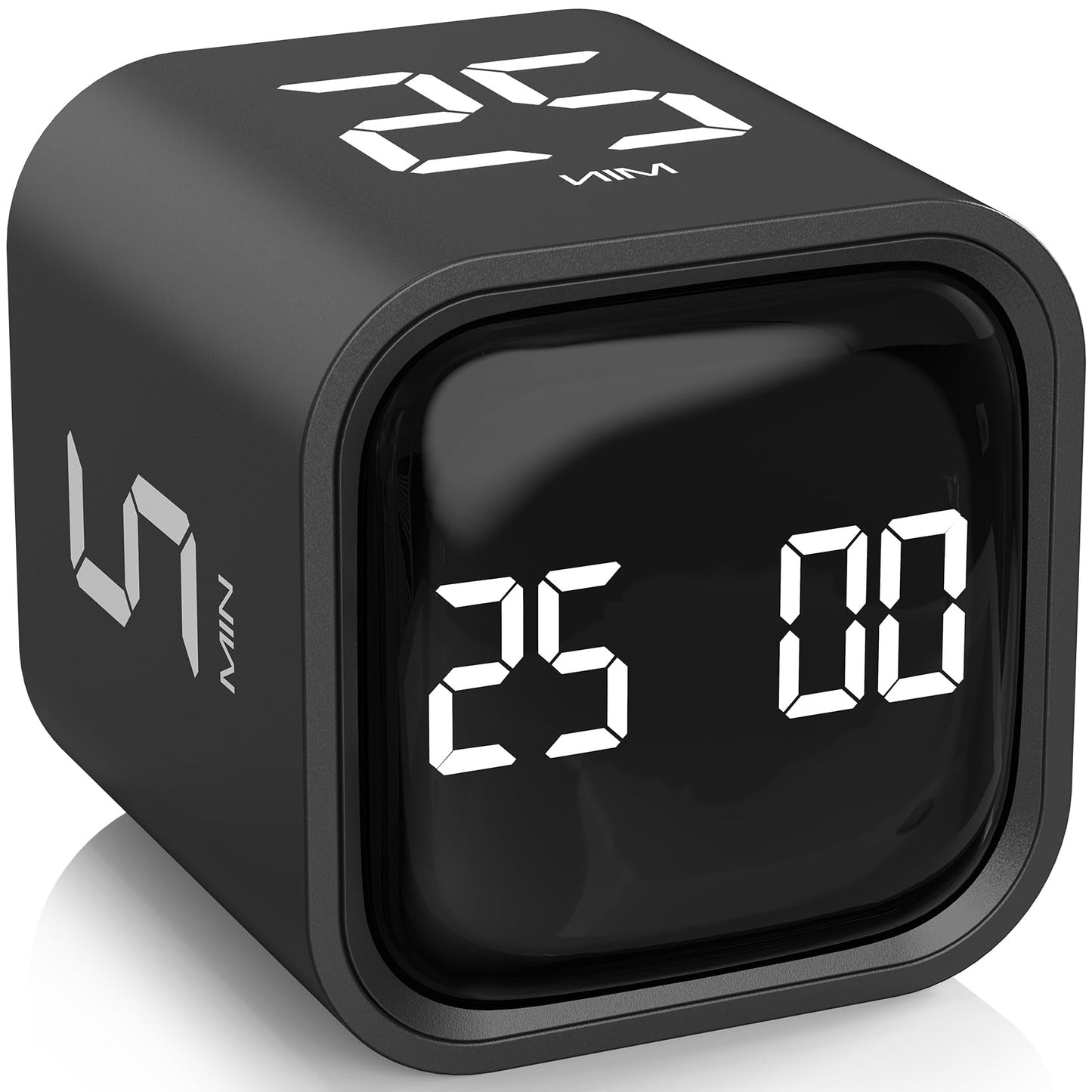Rotating Pomodoro Timer 5, 25, 10 50 Minutes Preset, Desk Productivity Flip Timer, ADHD Tool Cube Countdown Stopwatch, Vibration/High/Low Volume/Custom Modes, for Work, Study, Back to School, Kitchen