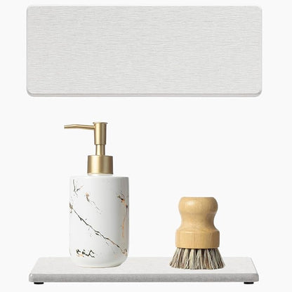 2PCS Bathroom Sink Vanity Trays, Water Absorbing Diatomite Stone Drying Soap