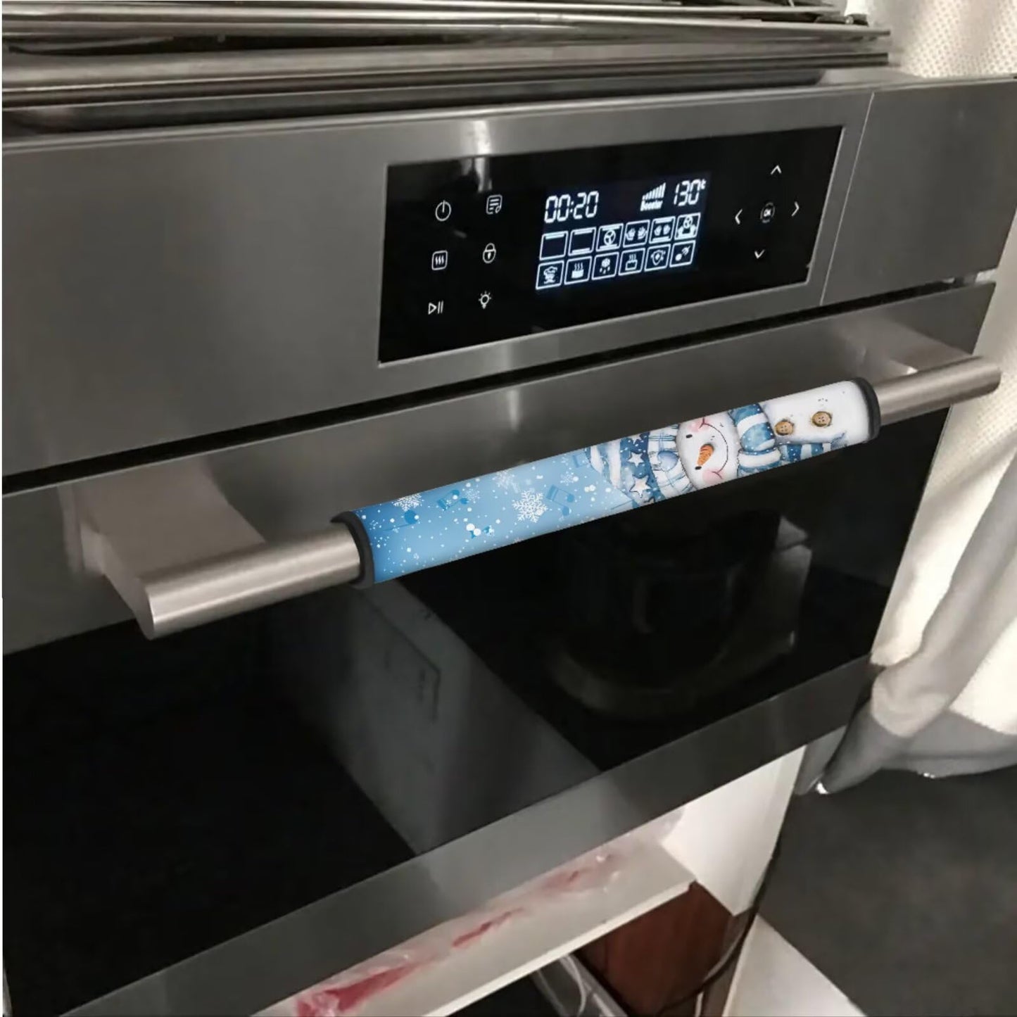 Hwzdsyxl Cute Snowman Blue Print Refrigerator Door Handle Covers Handle Sleeve Protector 6 PCS Kitchen Appliance Handle Gloves for Dishwasher Microwave Oven Fridge Christmas Decor