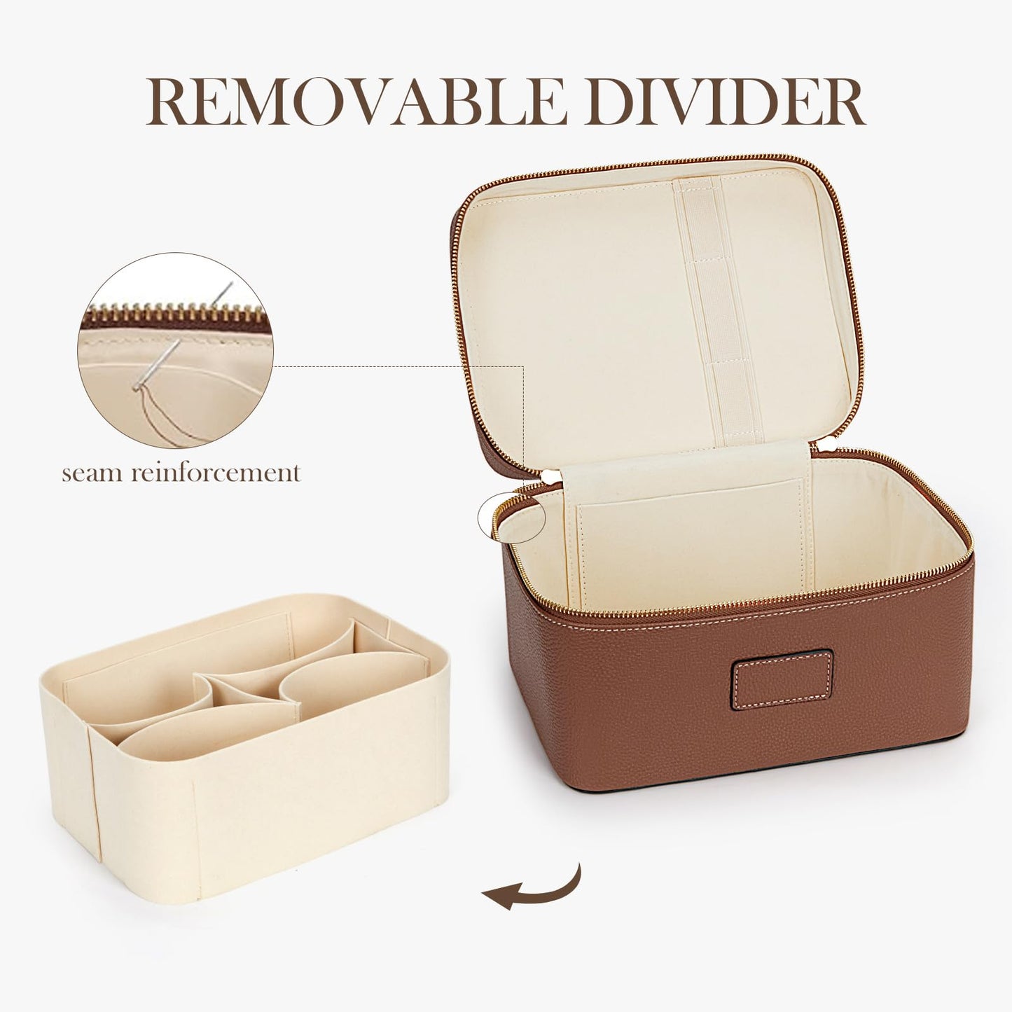 HiTotes Makeup Bag Large Vanity Case for Women Travel Cosmetic Bag Makeup Case Organizer Leather Travel Toiletry Bag