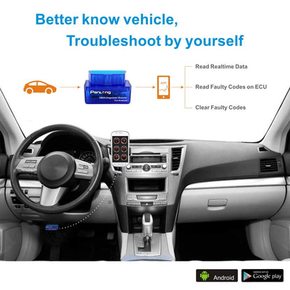 Panlong OBD2 Scanner Bluetooth OBDII Diagnostic Tool Car Code Reader Turn Off Check Engine Light Support Android Torque App