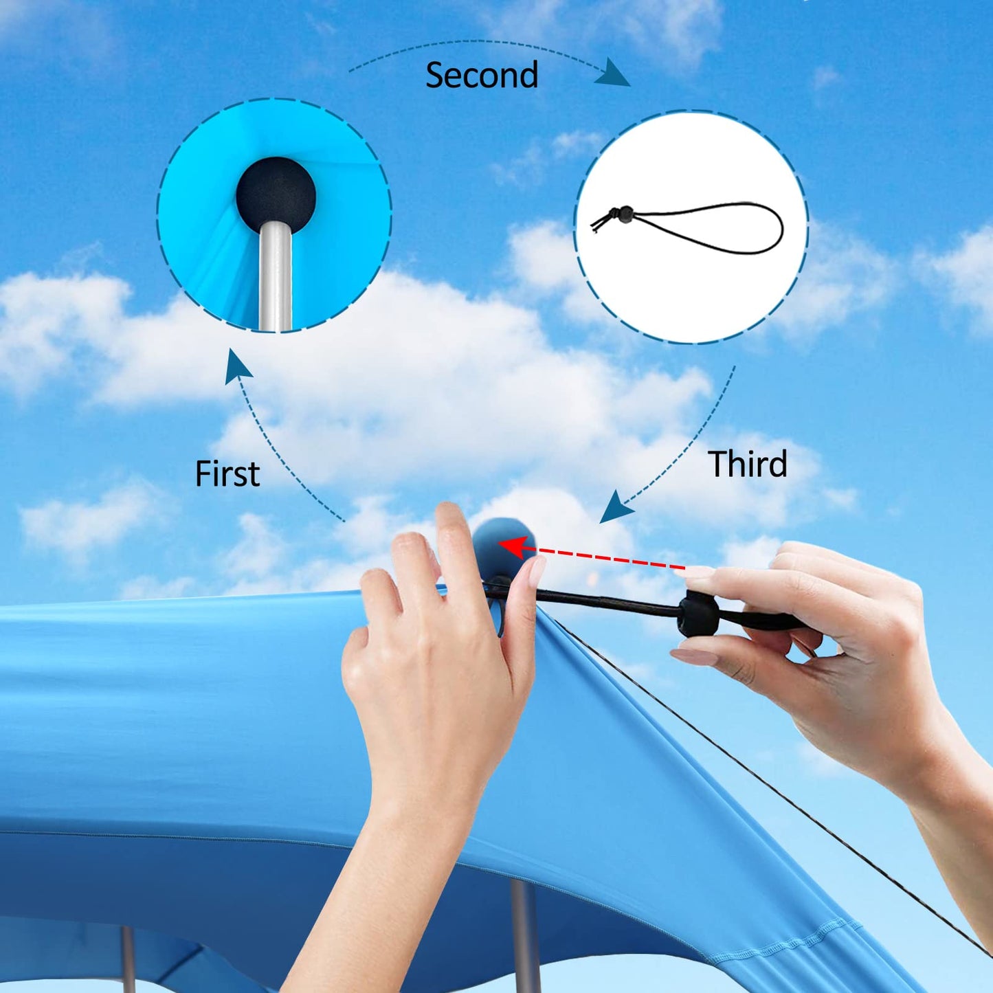 YENGIAM Beach Canopy Beach Tent Pop Up Shade 7.5X7.5 FT Portable Sun Shelter Extra Windproof Rope Stable Sun Protection with Carry Bag Easy Set Up for Family Outdoor Camping Fishing Backyard Picnics