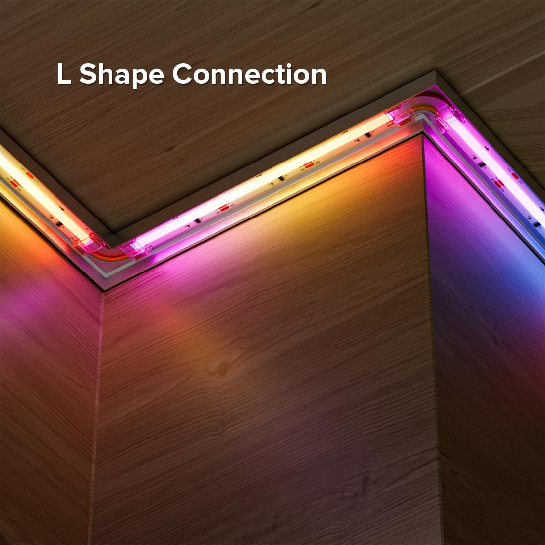 BTF-LIGHTING 3Pin 12mm Width Transparent Connector Kit, L-Shaped/Corner Connector Kit Only Support FCOB SPI WS2811 720LED/m RGB (+ DI GND) 3 Wires LED Strip