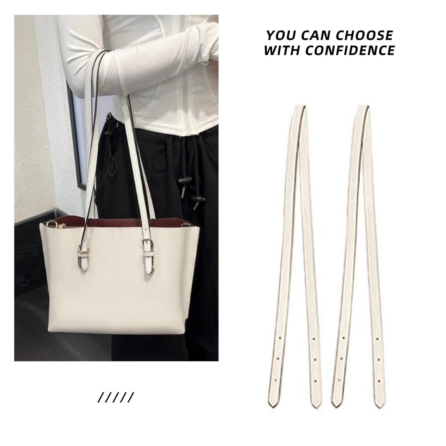 Jiesinlov 2 Pcs Bag Leather Strap Replacement Shoulder Straps for Mollie 25 Tote Handbag(Beige)