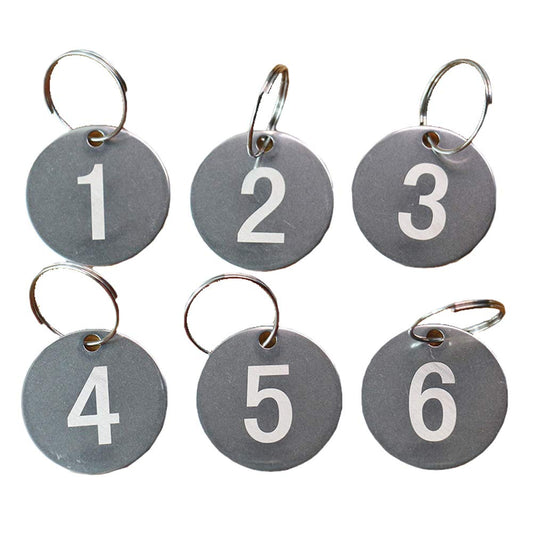 10 Pieces Stainless Steel Number Tags with Key Rings Number Key Chain Number ID Tags Numbered Key Rings 23mm Diameter Number Key Tags Portable Luggage ID Tags, Number 1 to 10, White Number