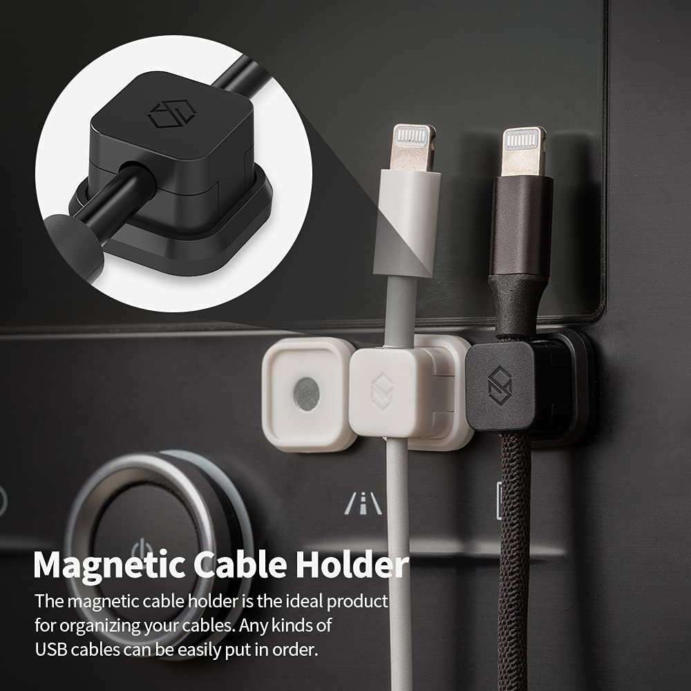 Sinjimoru Magnetic Cable Clips, Multipurpose Cable Management for Car and Office Supplies, Self Adhesive Cable Organizer Clip. Magnetic Cable Holder (Magnetic Cable Holder [3 Pack], Black)