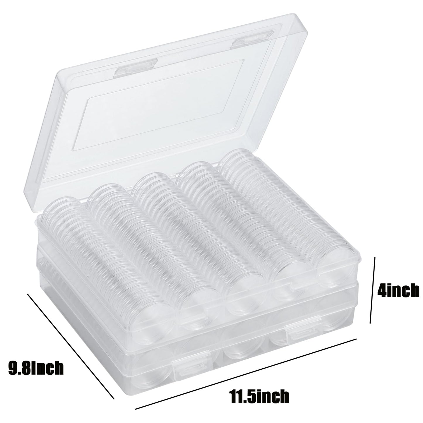 MUQING 240 PCS 30mm Plastic Coin Capsule Holder, 5 Sizes Protect Gasket Coin Case for Collectors, Round Coin Collecting Supplies with Storage Box