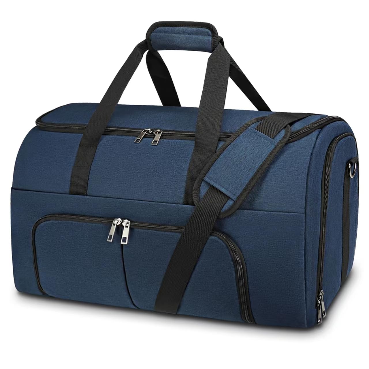 Pucuwu Garment Bags for Travel - Large Suit Bag for Men Carry On Garment Bag, Convertible Garment Duffle Bag with Shoes Compartment, 2 in 1 Hanging Dress Suitcase Suit Travel Bags (Dark Blue)