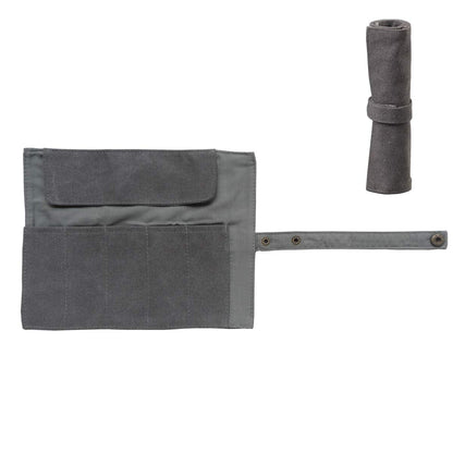 Enyuwlcm Canvas Stationery Handmade Rollup Pencil Case Travel Fountain Pen Organizer Bag Pencil Wrap Gray