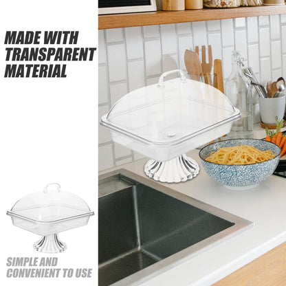 HOLIDYOYO Cake Display Tray with Dome Clear Acrylic Cover Reusable Snack Serving Platter 10.82X8.46X8.26In Perfect for Birthday Christmas and Party Dessert Presentation