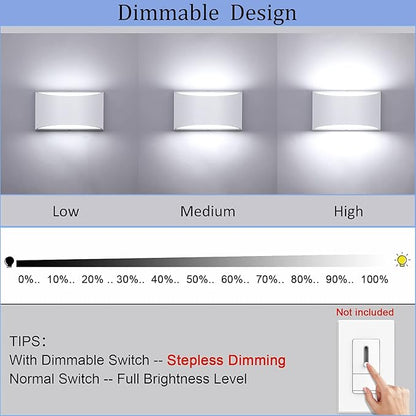 Lightess Indoor LED Wall Lamp 12W Dimmable Up Down Wall Light for Living Room Bedroom Hallway Staircase Cool White