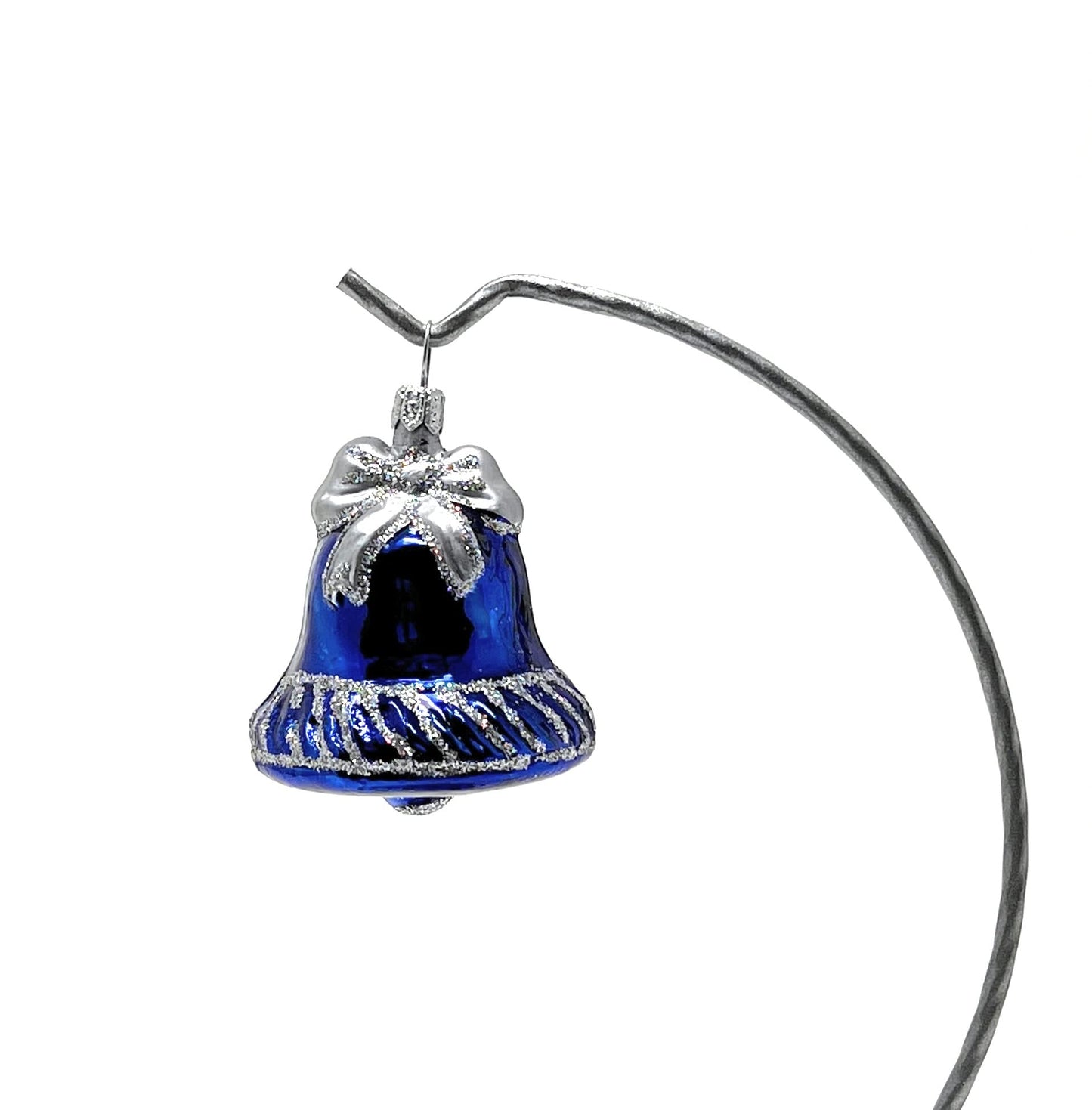 Polish Gallery Small Christmas Ornaments Blue Jingle Bell Handcrafted Mouth Blown Glass Christmas Ornaments in Bulk Small Ornaments for Crafts Made in Poland