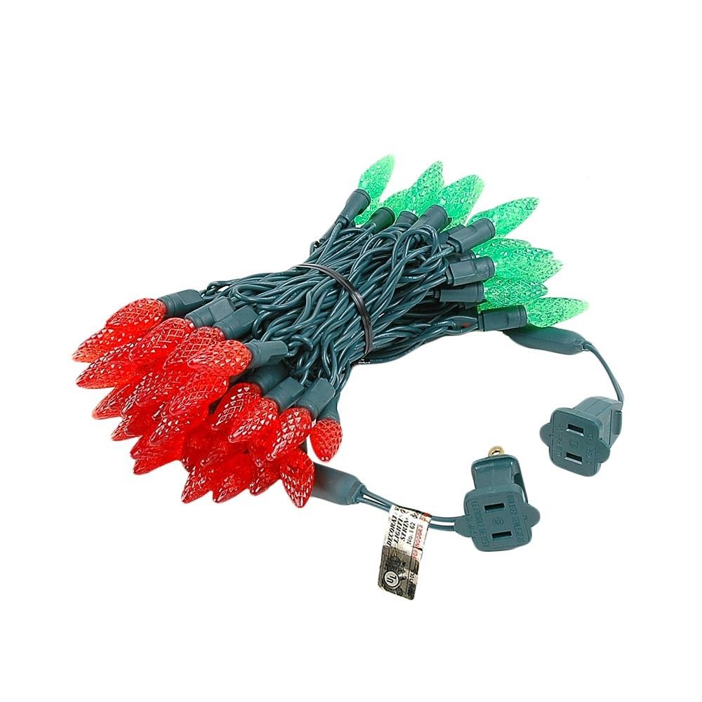 Novelty Lights 24FT 70 LED C6 LED Christmas Light String, Outdoor Christmas Tree Permanent Commercial Grade Decoration (Red/Green)