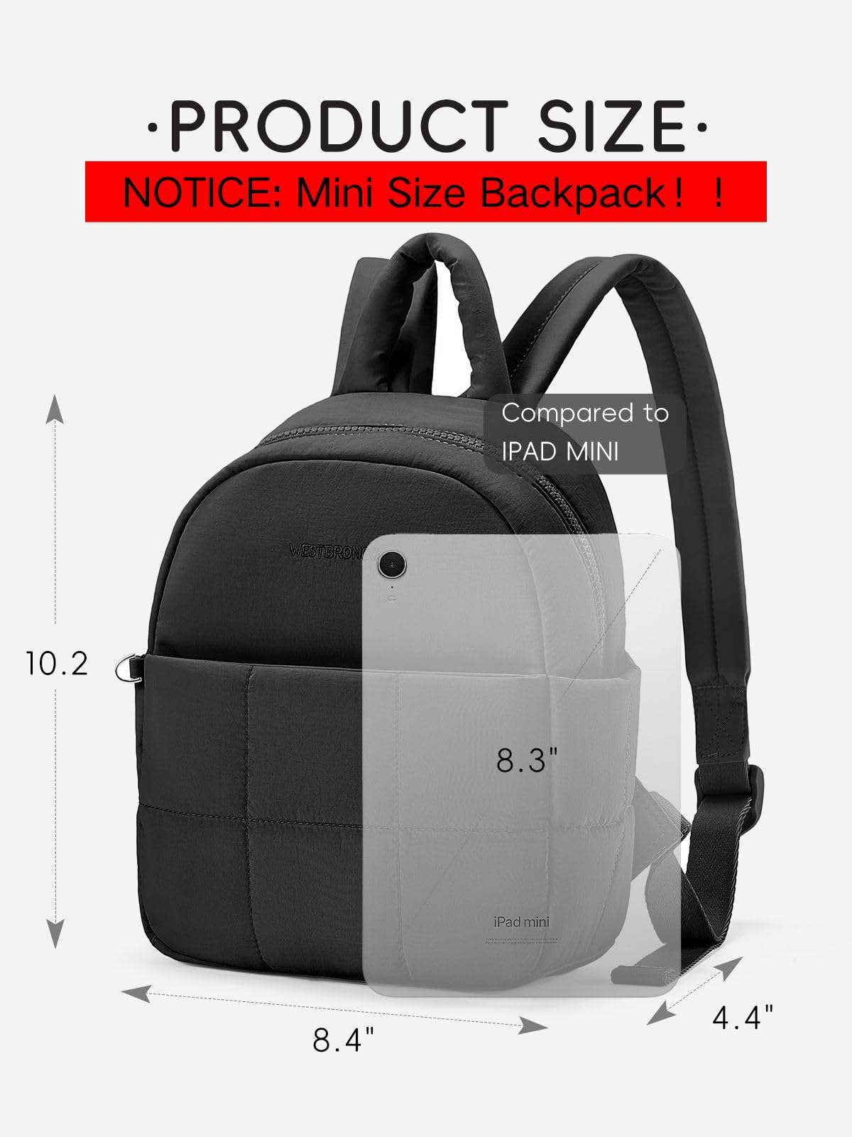 WESTBRONCO Mini Backpack for Women Nylon Small Fashion Backpacks Purse Puffer Lightweight Backpacks for Travel, Shopping, Daily