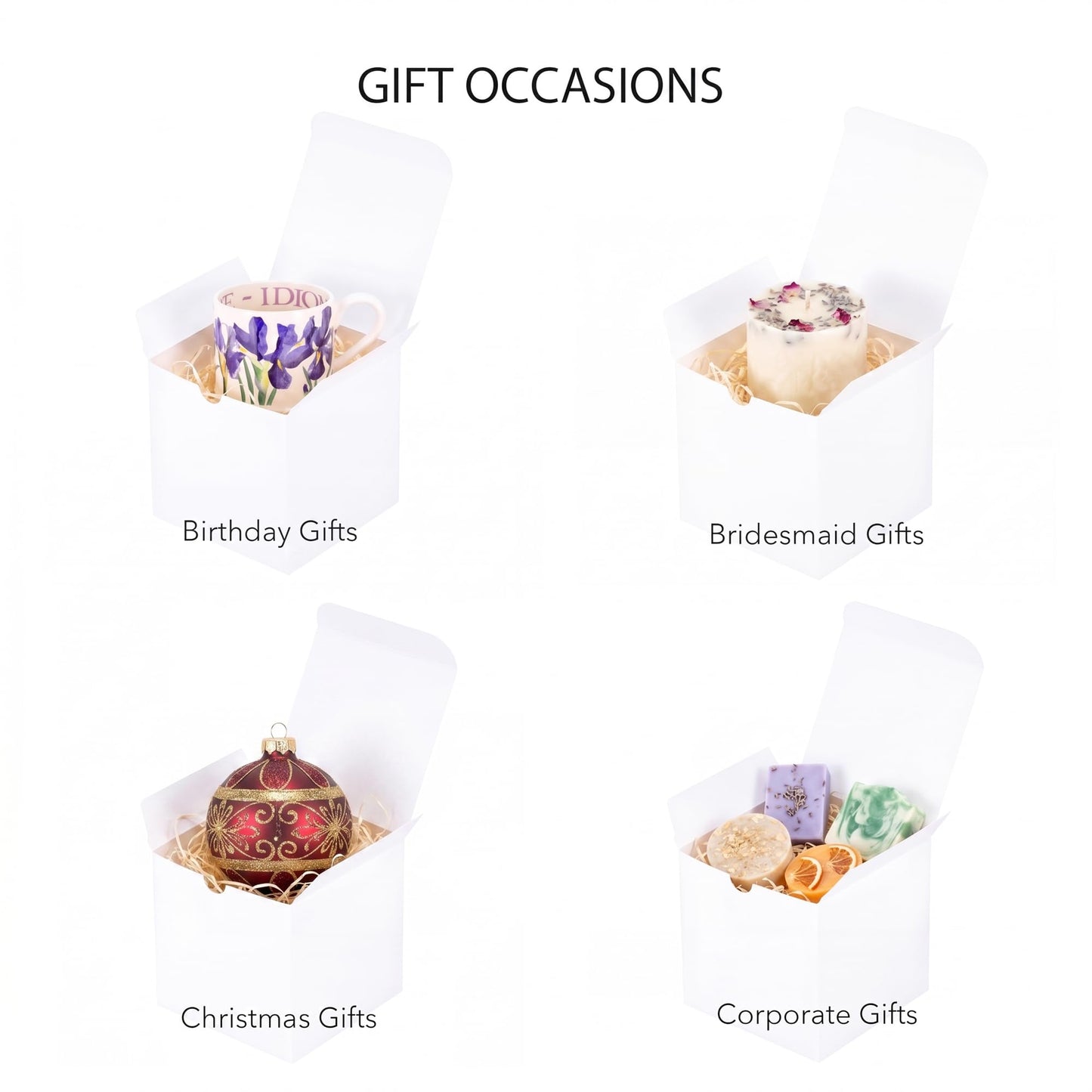 Sunnda 5x5x5 Small Gift Boxes (20 Pack) - Instant Pop-Up Design Quick Assembly - Sturdy Cardboard Bulk White Gift Boxes with Lids for Presents, Mugs, Ornaments, Candles