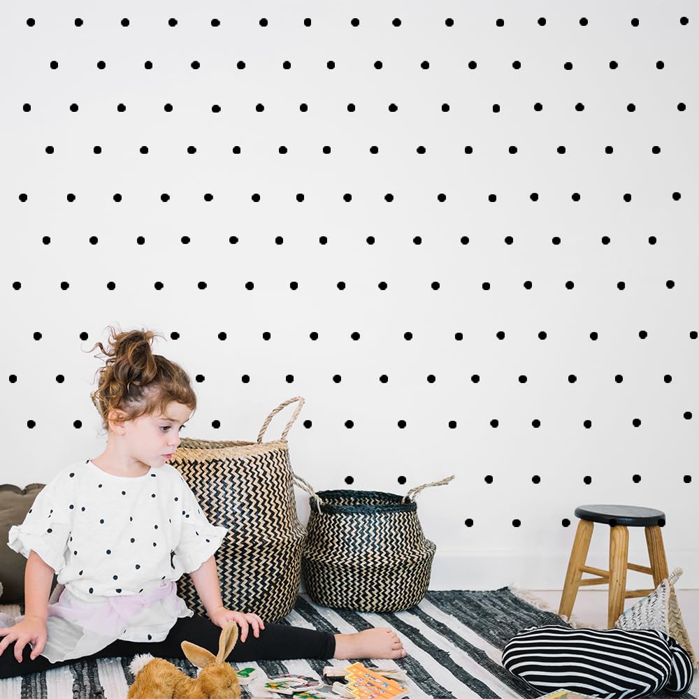 240 Pcs 1-Inch Black Polka Dot Wall Decals – Removable & Self-Adhesive Vinyl Stickers for Kids Room, Nursery & Home Decor (Matte Black, 1 Inch Dots)