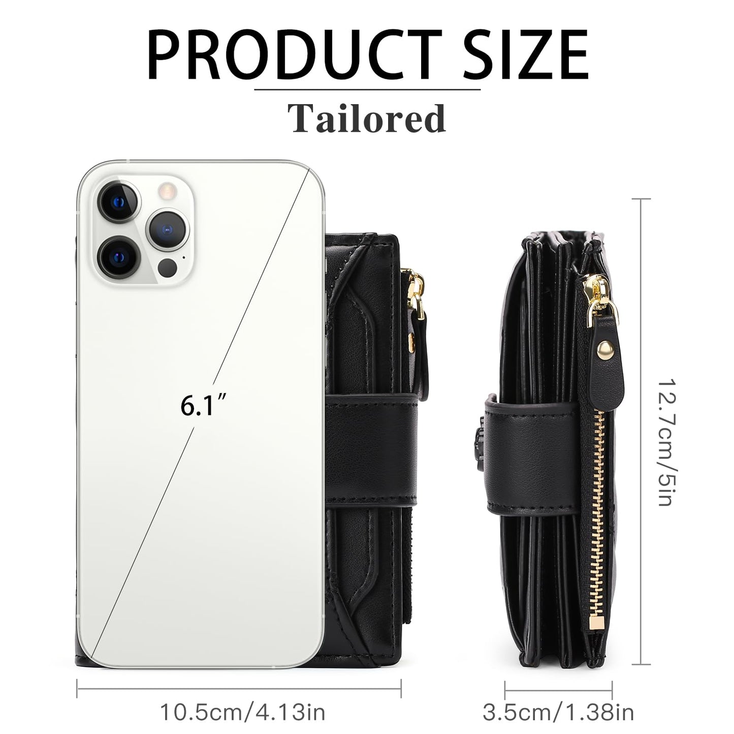 RNIEGA Small Wallets for Women Leather Bifold Wallet Women RFID Blocking Purse Credit Card Holder with 15 Card Slots and ID Window Coin Pocket