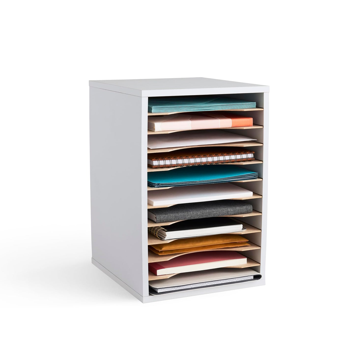 Safco Products Vertical Desktop Sorter, 11 Compartment, White
