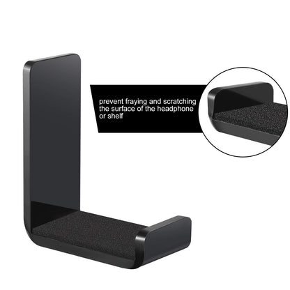 Weewooday 4 Pieces Headphone Hanger Holder Desk Adhesive Headphone Hook Wall Mount Headset Stand Acrylic Holder with Glues for General Purpose Game Earphone(Black)