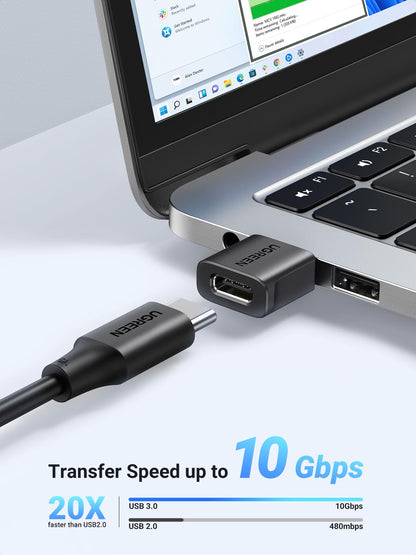 UGREEN USB to USB C Adapter 3Pack, 10Gbps USBC Female to USBA Male Adapter Type C Charge Converter for iPhone 16 15 14 13 Plus Pro Max,iPad Air Mini 6 7,Samsung Galaxy S25,Apple Watch,Black