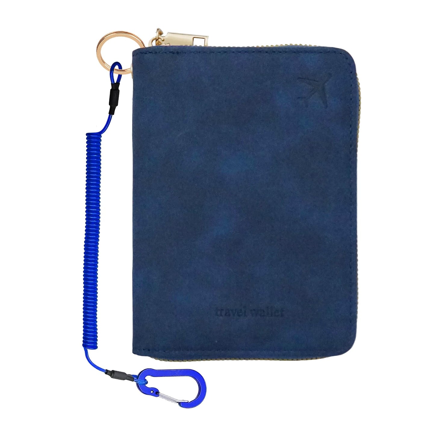 Passport Holder with Tether and Carabiner Clip to Prevent Loss and Theft, Rfid Passport Holder for Travel, Passport Cover, Wallet & Case for Men and Women (Blue - Tether and Carabiner)
