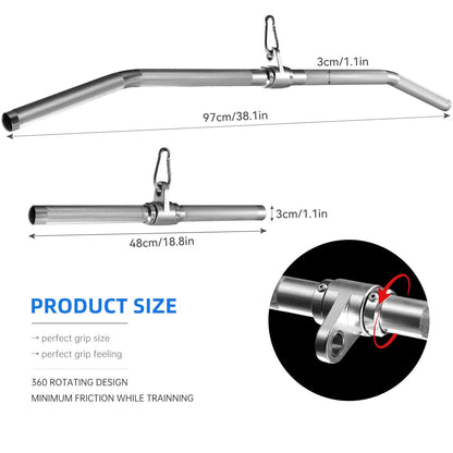 Cable Machine Attachment,lat pull down bar， Tricep Straight Bar, V Bar, LAT Pulldown Attachments，gym attachments for cable machine， Accessories Load 1000lbs (38.1in length bent rod)