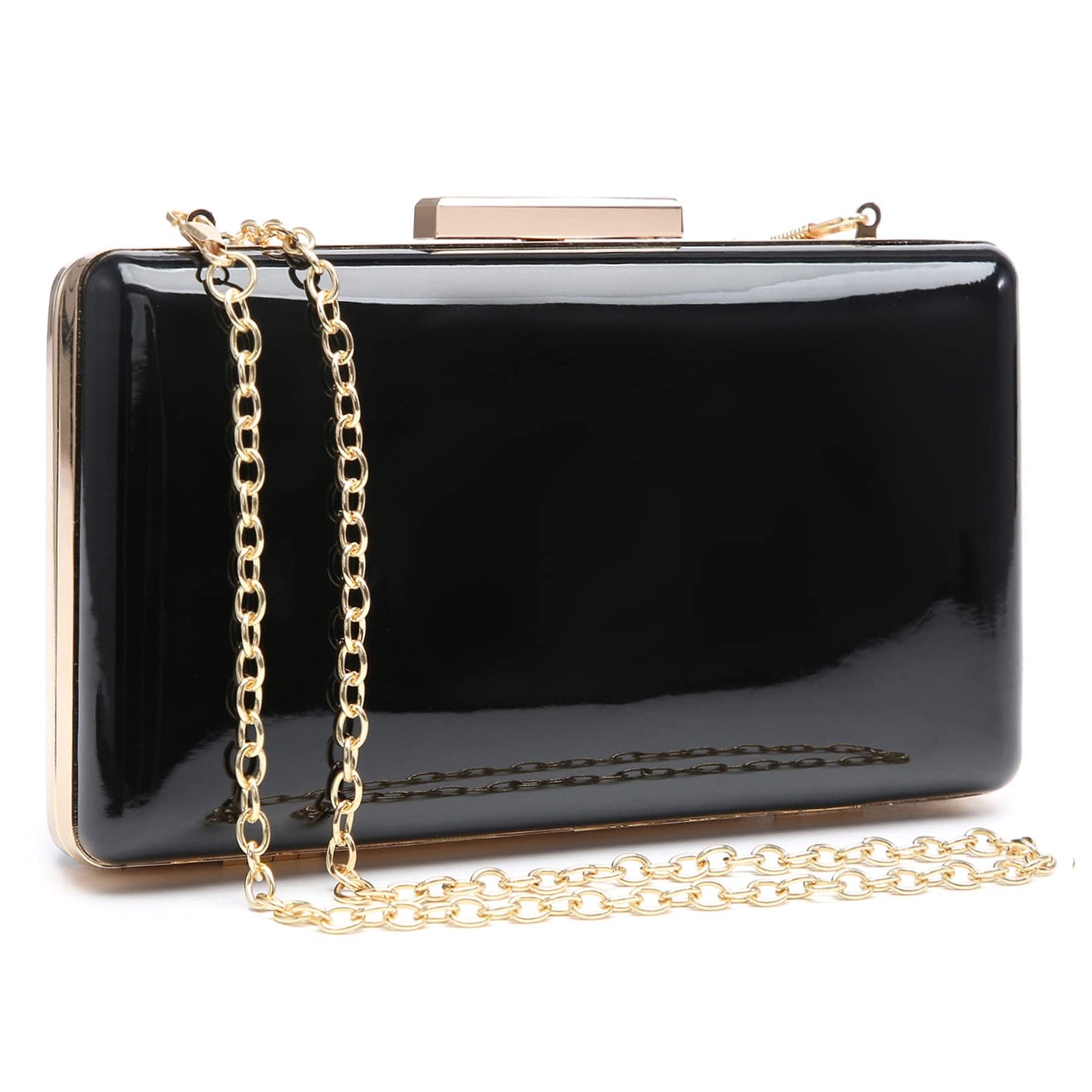 Dasein Women Evening Purses Clutch Bags Formal Party Clutches Wedding Purses Cocktail Prom Handbags (Patent Leather Black)